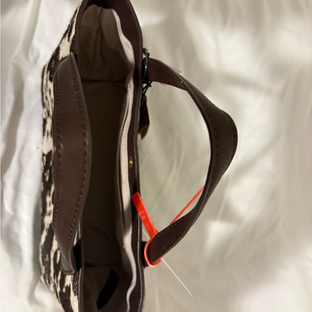 Margot New York Brown and Cream Cowhide Pattern Tote - Picture 7 of 11